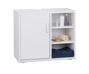 Relaxdays 10023723_49 Mueble Lavabo Con Pie y 3 Compartimentos, 51 x 60 x 32 cm, Blanco