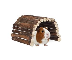 Relaxdays 10023888 Puente Roedores, Hámster, Cobaya, Túnel Conejo, Accesorio Jaula, Madera, 1 x 28 x 17 cm, Marrón