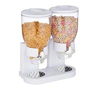 Relaxdays 10026444_49 Relaxdays Dispensador doble de cereales, con cuchara, cereales y caramelos, HBT: 41 x 32,5 x 19 cm, dispensador de cereales, blanco y blanco