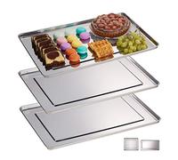 Relaxdays 10030060_60 Bandejas para Servir, Set de 3, Acero Inoxidable, Plato Quesos, Embutidos, Apto Lavavajillas, 48x33cm