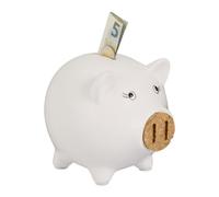 Relaxdays 10x Hucha blanca con nariz de corcho blanco,marrón claro,negro