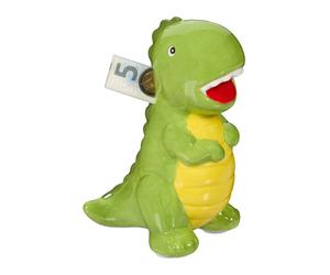 Relaxdays 10x Hucha dinosaurio amarillo,verde,rojo