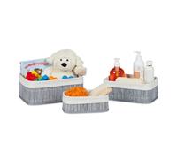 Relaxdays 12 cajas almacenaje baño color gris blanco,gris
