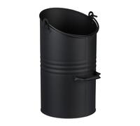 Relaxdays 12 L Cubo de Carbón, Hierro, Recipiente para Pellets con 2 Asas, Recogedor de Cenizas Chimenea, Metal, Negro