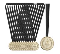 Relaxdays 12 medallas oro cinta negra infantiles oro,negro