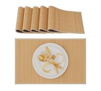 Relaxdays 12 Salvamanteles para la Mesa del Comedor, Bambú, 30 x 45 cm, Conjunto de 6 Piezas, Lavable, Natural
