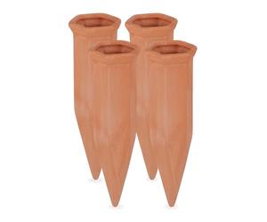 Relaxdays 12 Sistemas de autorriego para Plantas, Dispensador de Agua, Botellas de 1,5 L, 17 x 5,5 x 5 cm, Terracota