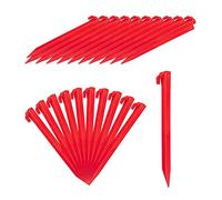 Relaxdays 128 x Piquetas de Camping, Estacas de Tienda, para Suelos Suaves & arenosos, 31 cm, Plástico, Rojo