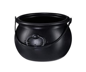 Relaxdays, 13 x 19 cm, Negro Caldero de bruja, Decoración de Halloween, Accesorio de disfraz, Plástico, color (10024288) , color/modelo surtido