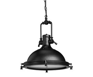 Relaxdays, 130 x 39 x 39 cm, Negro Lámpara Colgante en Estilo Industrial, Lacada, Hierro y Cristal Esmerilado