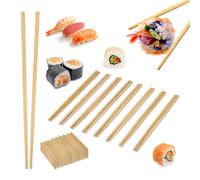 Relaxdays 144 pares de palillos chinos de bambú marrón claro