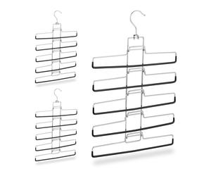 Relaxdays 15 perchas múltiples para 75 pantalones negro,plata
