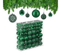 Relaxdays 150 Bolas Árbol Navidad, Decoración Navideña Mate, con Brillantina, Relucientes, 3, 4 y 6 cm Ø, Verde Oscuro, 7 x 6 x 6 cm