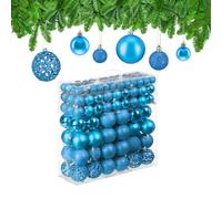 Relaxdays 150 Bolas Árbol Navidad, Decoración Navideña Mate, con Brillantina, Relucientes, de 3, 4 y 6 cm Ø, Petróleo