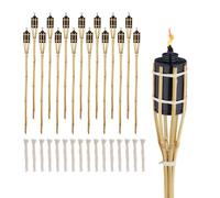 Relaxdays 16 antorchas de jardín 90 cm alto bambú marrón claro,negro