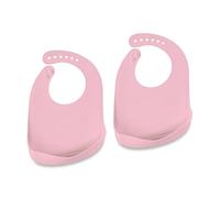 Relaxdays 2 Baberos de Silicona para Bebé, Bolsillo, Sin BPA, Aptos Lavavajillas, 30 x 23 x 1,5 cm, Rosa