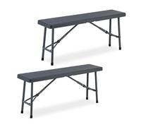 Relaxdays Juego de 2 bancos plegables 102 cm gris