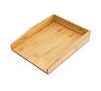 Relaxdays 2 Bandejas Documentos Bambú, Formato A4, Organizador Cartas Apilable, Papeles, Oficina, Despacho, 6 x 25 x 34 cm, Marrón