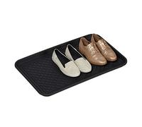 Relaxdays 2 Bandejas Zapatos Grandes, Relieve, Anti Goteo, Zapatero, Boot Tray, Recibidor, PP, 3 x 60 x 40 cm, Negro
