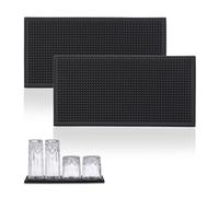 Relaxdays 2 Alfombrillas 30 x 15 cm Pack 2 Bar Mats, Esterillas Escurridoras de Vasos, con Relieve, PVC, para Secar Vajilla, Negro