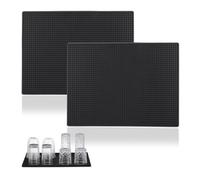 Relaxdays 40 x 30 cm Juego de 2 Bar Mats, Relieve, 40x30cm, Alfombrilla Secar Vasos, Escurridor PVC, Barra y Fregadero, Negro