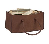 Relaxdays 2 bolsas para leña fieltro marrón asas marrón oscuro