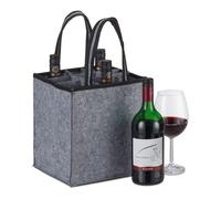 Relaxdays 2 bolsas transporte 9 botellas de vino negro,gris