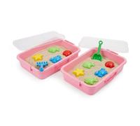 Relaxdays 2 cajas de arena con tapa rosa,transparente