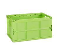 Relaxdays 2 cajas de transporte plegables de 60 L verde