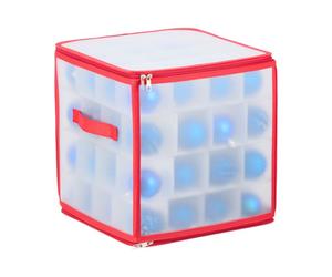 Relaxdays 2 cajas organizadoras adornos de Navidad blanco,rojo,transparente