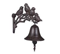 Relaxdays 2 Campanas Hierro Fundido Pájaros, Estilo rústico, Sonido Claro, Decoración Jardín, Resistentes a la Intemperie, Marrón