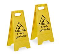 Relaxdays 2 carteles plegables Suelo mojado amarillo,negro