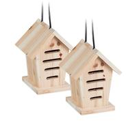 Relaxdays 2 casas para mariquitas de madera marrón claro,negro