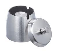 Relaxdays 2 ceniceros con tapa para exteriores plata