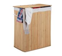 Relaxdays 2 cestos ropa sucia con 2 compartimentos blanco,marrón claro