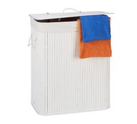 Relaxdays 2 cestos ropa sucia con 2 compartimentos blanco,marrón claro