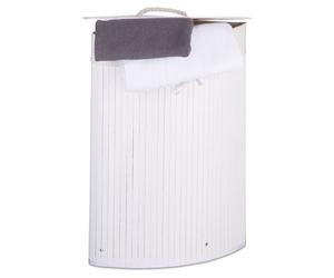 Relaxdays 2 cestos ropa sucia esquineros de bambú blanco