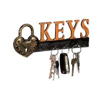 Relaxdays 2 colgadores de llaves para pared "Keys" oro,naranja,negro