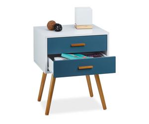 Relaxdays 2 cómodas con cajones retro de madera blanco,marrón claro,turquesa