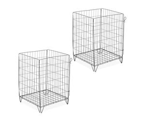 Relaxdays 2 Compostadores de Alambre con Patas, Compostera Hojas, Jaula Compostaje Base Alta, 68x46x46cm, Acero, Negro