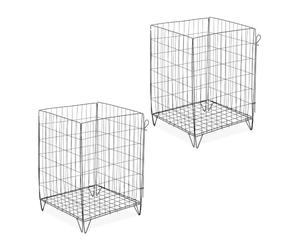 Relaxdays 2 Compostadores de Alambre con Patas, Compostera Hojas, Jaula Compostaje Base Alta, 68x46x46cm, Acero, Negro