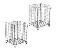 Relaxdays 2 Compostadores de Alambre con Patas, Compostera Hojas, Jaula Compostaje Base Alta, 68x46x46cm, Acero, Negro