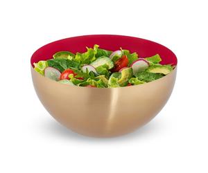 Relaxdays 2 Ensaladera grande de acero rojo y oro oro,rojo