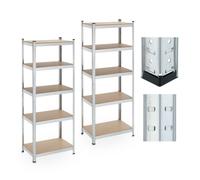 Relaxdays 2 estanterías carga pesada galvanizadas marrón claro,plata