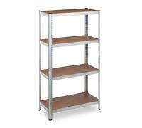 Relaxdays 2 Estanterías metal galvanizado 4 baldas marrón claro,negro,plata