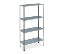 Relaxdays 2 Estanterías metal galvanizado 4 baldas plata