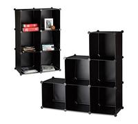 Relaxdays 2 Estanterías modulares 6 compartimientos, estantería de Armado como ropero o Separador, estantería Abierta, Negro