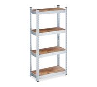 Relaxdays 2 estantes SL zincados 120x60x30 madera. marrón,plata