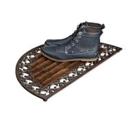 Relaxdays 2 felpudos hierro fundido con escobillas marrón,marrón oscuro