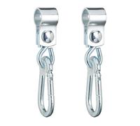 Relaxdays Pack 2 Ganchos para Columpio con Mosquetón, Anclajes de 25 mm, Hierro Resistente a la Corrosión, Plateado, 17 x 3 x 5 cm